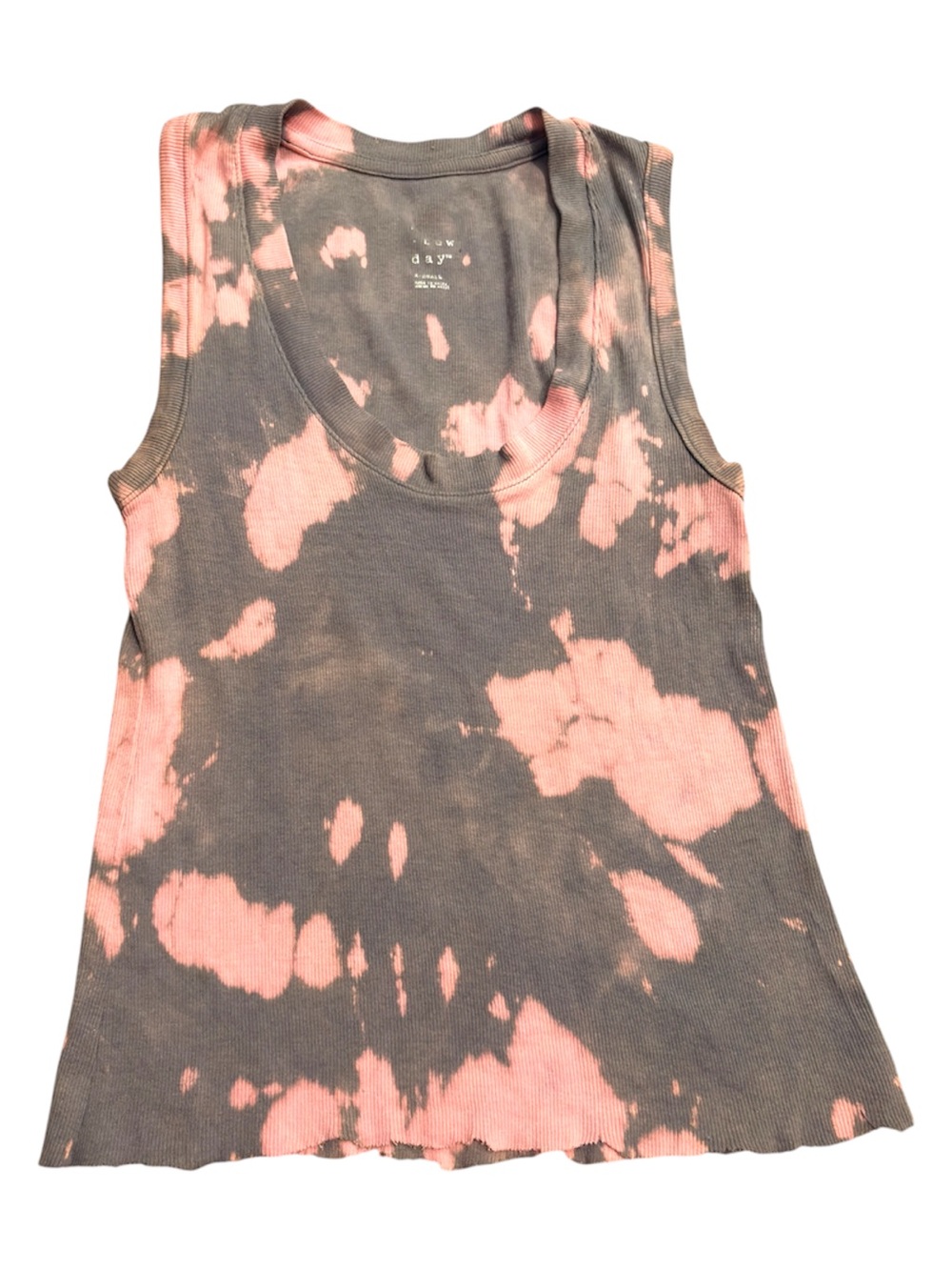 Tie dye Cropped Ribbed Tank Top, Pink and gray bleached tank top size XS
